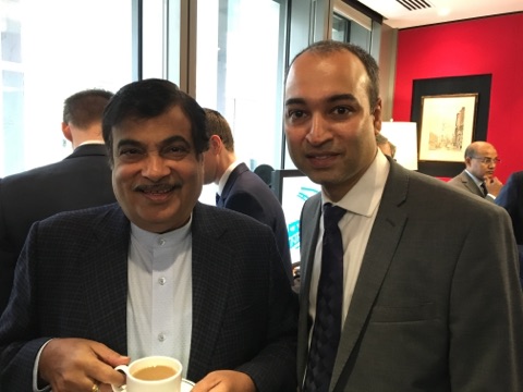 Union Road Transport Minister of India Nitin Gadkari opens trading at the London Stock Exchange