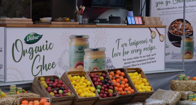 dabur organic ghee demonstration stall at diwali on the square