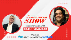 a red and white graphic featuring manish tiwari and ratul shankar titled the manish tiwari show