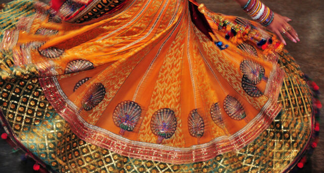 a swirling sari skirt