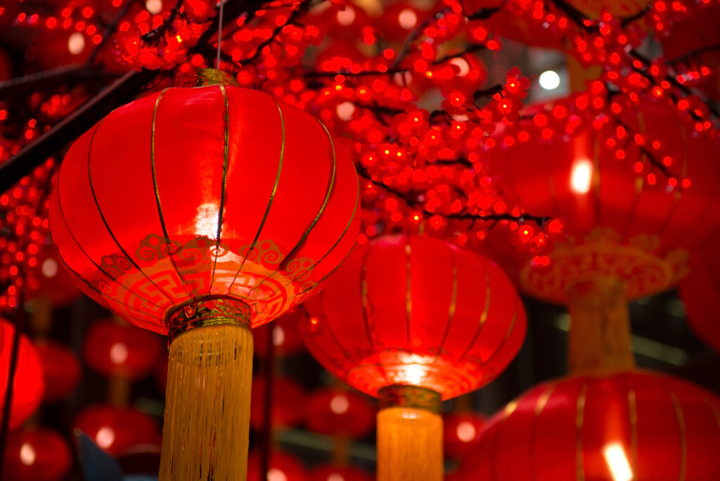 round red chinese paper lanterns for the lantern festival