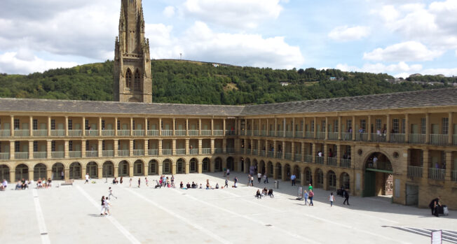 the courtyard of the piece hall in halifax.